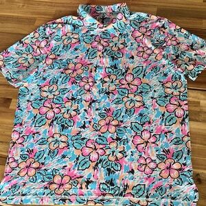 chubbies Multicolor Floral Polo in Blue, Pink & Peach